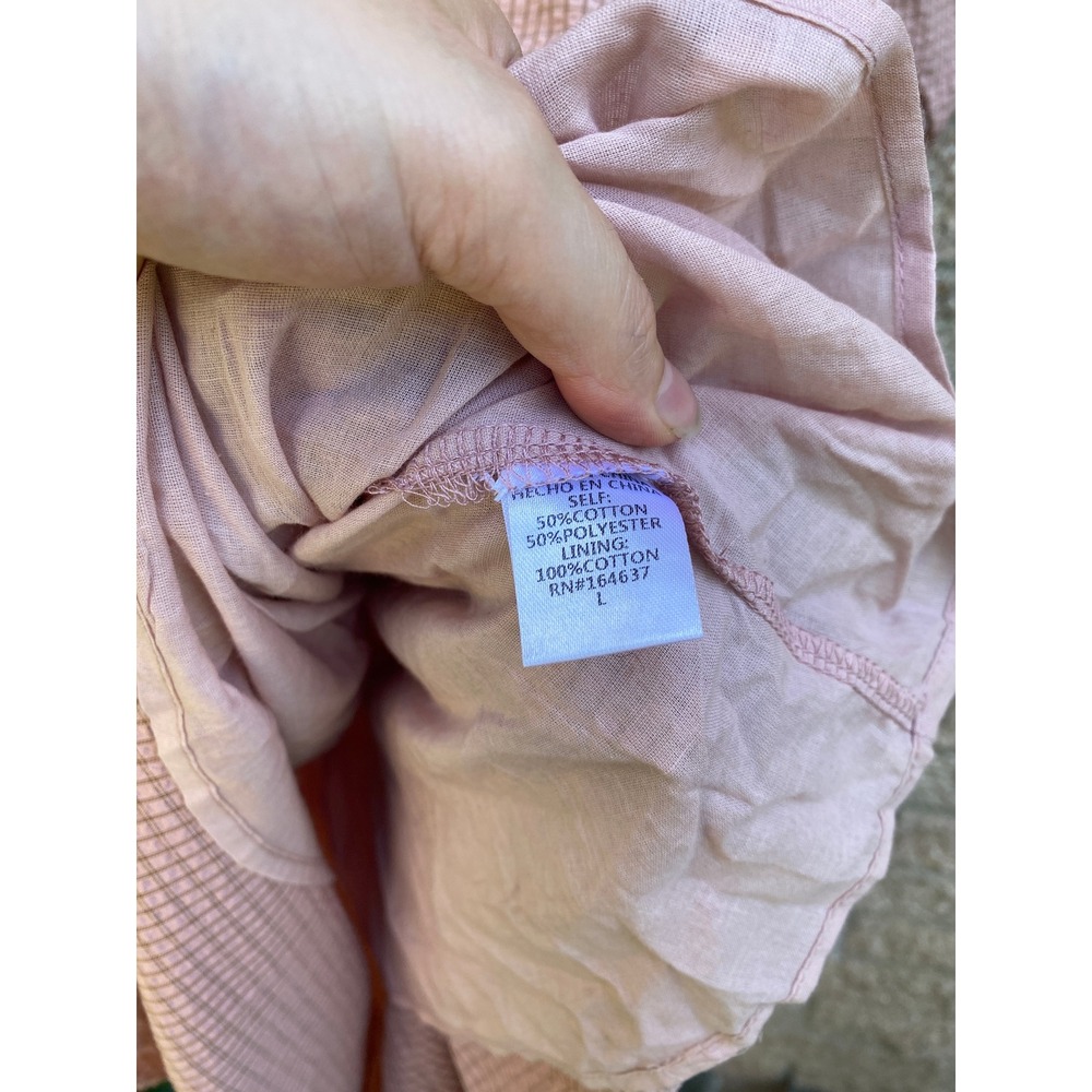 Gingham Milkmaid Smocked Maxi Dress Large Pink Cottagecore Romantic Prairie Boho - Picture 6 of 7